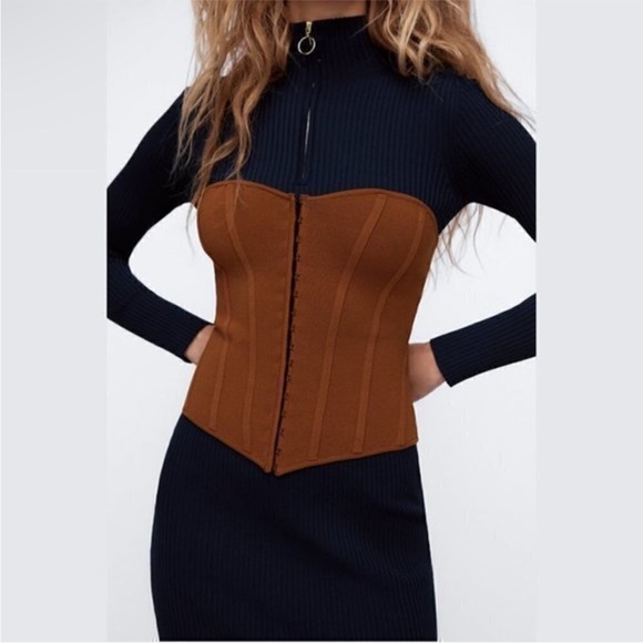 ZARA RUST KNIT BUSTIER - Picture 3 of 5